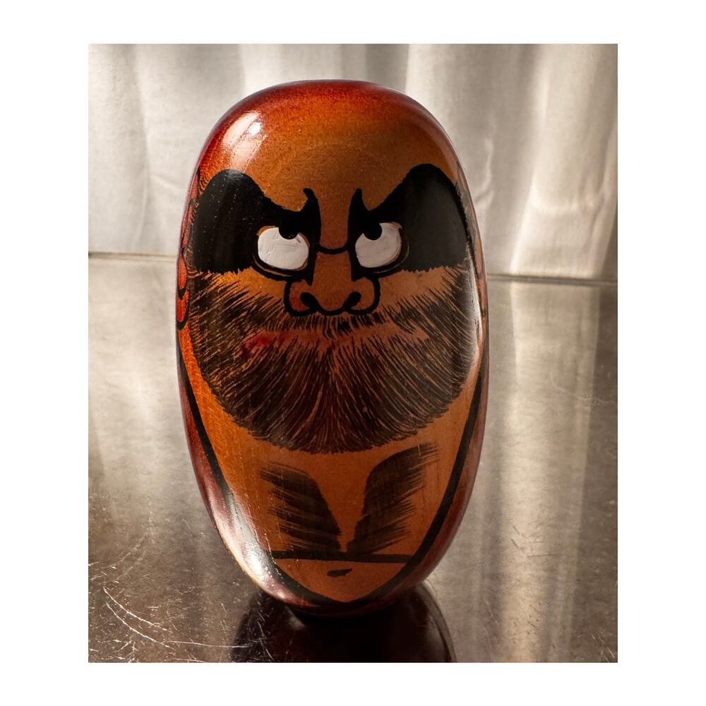 Vintage Kokeshi Daruma Doll Handmade Japanese Wooden Folk Art 1980's